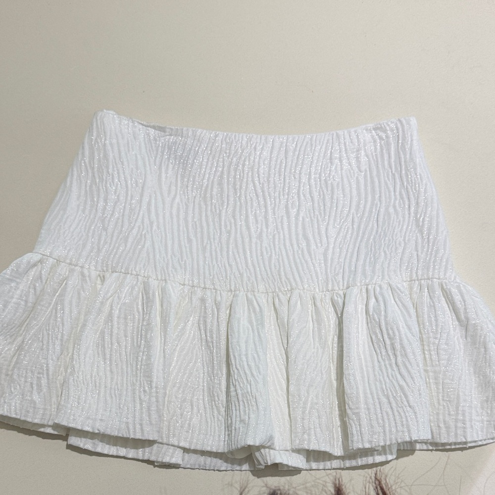 Zara White Textured Mini Skirt
